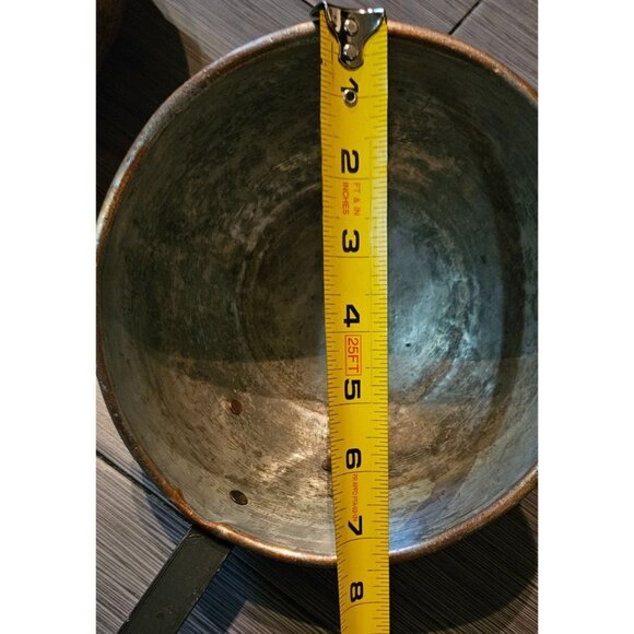 Antique Large Hand Forged French Copper Pots With Brass Handles 23"L 25"L - Picture 7 of 16